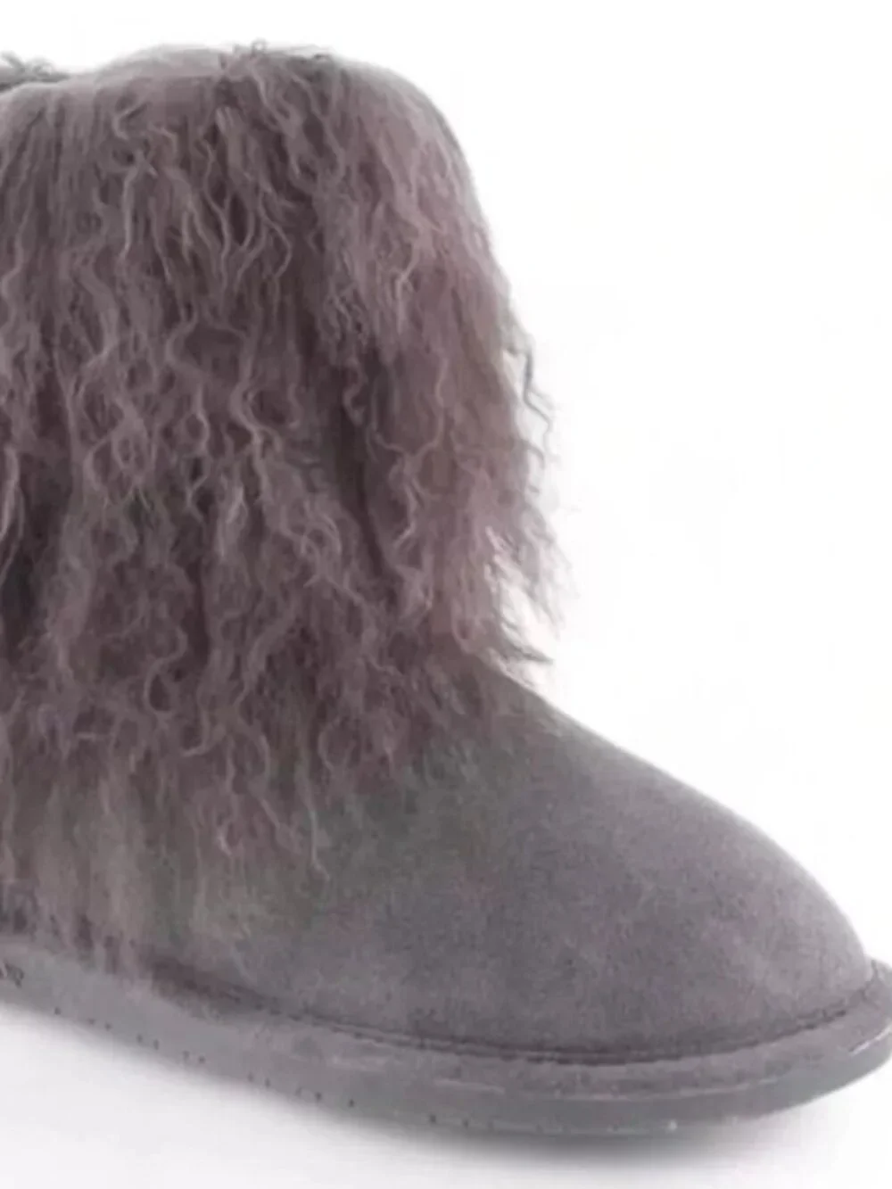 Bearpaw Boo Gray Shearling Wool Curly Lamb Fur Boho Sherpa Boots Women's 8 NEW